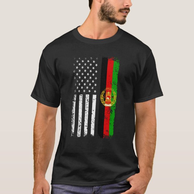 Camiseta Bandera afgana norteamericana Bandera de Afganistá (Anverso)