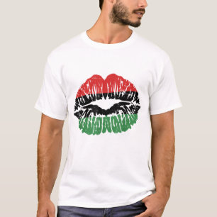 Camiseta Bandera africana de los labios Melanin Mono de la