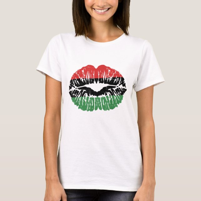 Camiseta Bandera africana de los labios Melanin Mono de la  (Anverso)