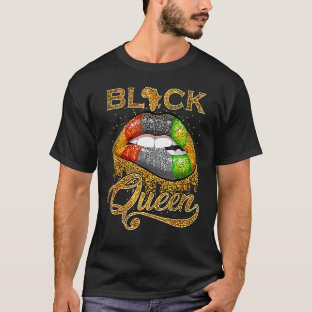 Camiseta Bandera africana de oro verde Pan Black Red Lips B (Anverso)