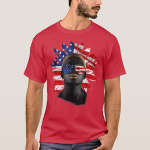 Camiseta Bandera afro girasol afroamericano Melanin US Fl