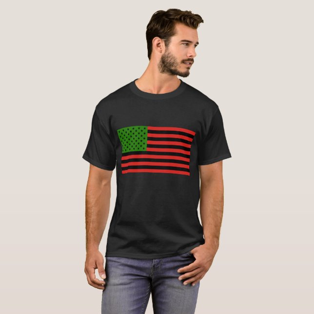 Camiseta Bandera afroamericana - negro y verde rojos (Anverso completo)