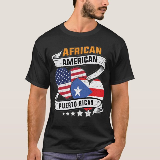 Camiseta Bandera afroamericana y puertorriqueña (Anverso)