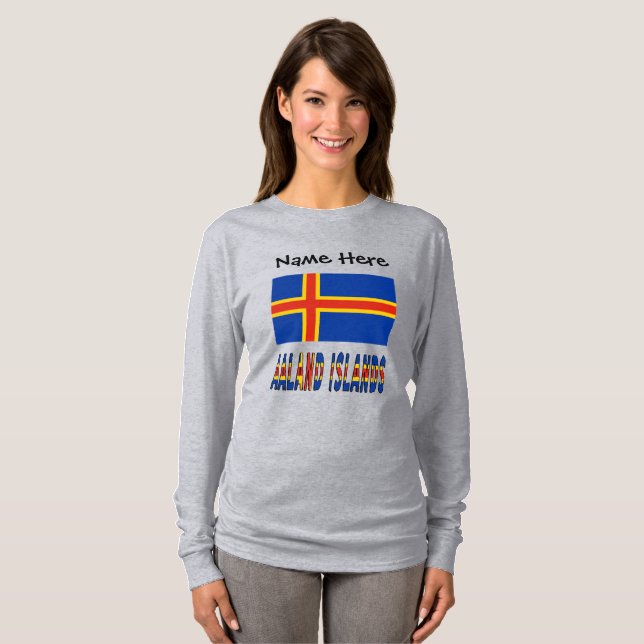 Camiseta Bandera Ålander de las Islas Ashland personalizada (Anverso completo)