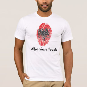 Camiseta Bandera albanesa de la huella dactilar del tacto