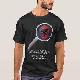 Camiseta Bandera albanesa de la huella dactilar del tacto