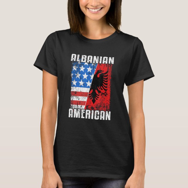 Camiseta Bandera Albanesa Estadounidense Albania Águila Usa (Anverso)