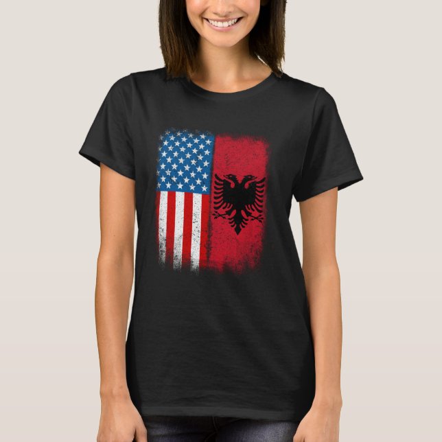 Camiseta Bandera albanesa estadounidense Albania Flamuri Sh (Anverso)