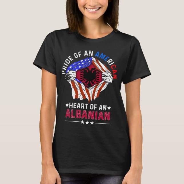 Camiseta Bandera albanesa estadounidense extranjera (Anverso)