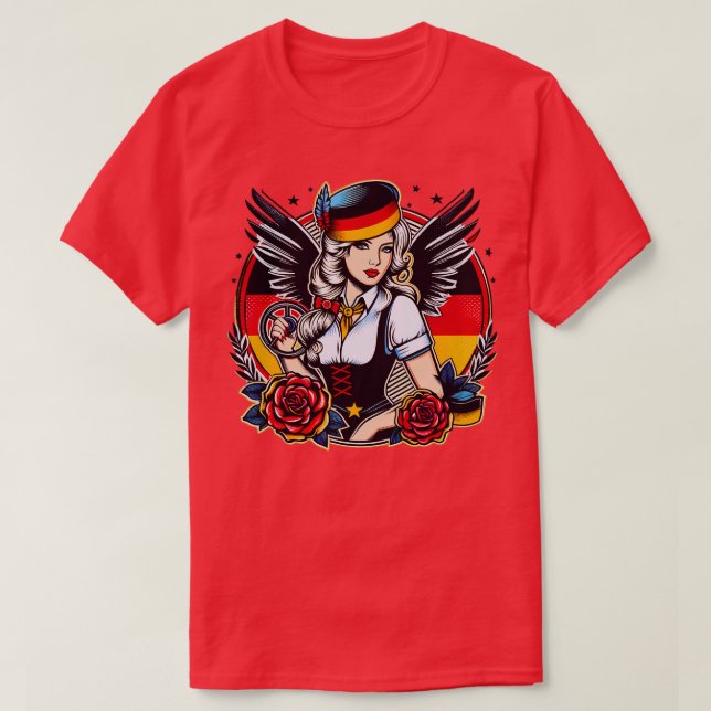 Camiseta Bandera alemana Chica para mujeres gérmenes patrió (Diseño del anverso)