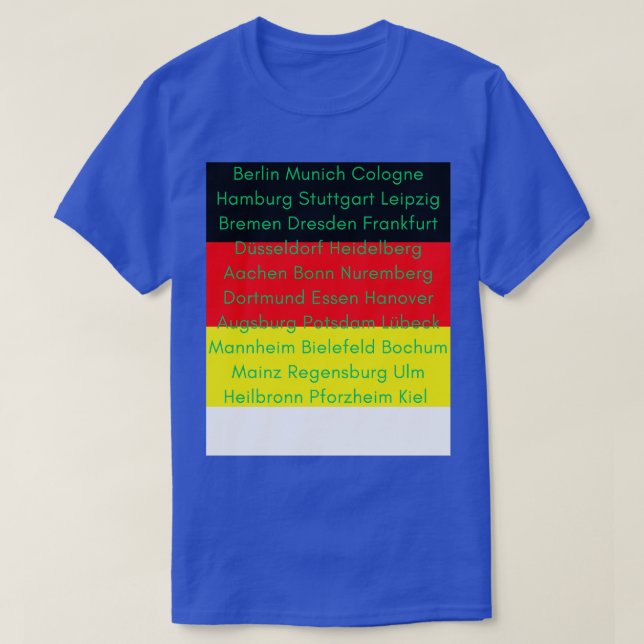 Camiseta Bandera alemana con ciudades (Diseño del anverso)