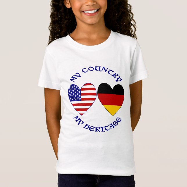 Camiseta Bandera alemana de Estados Unidos corazón a Chica  (Anverso)
