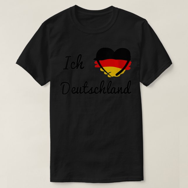 Camiseta Bandera alemana femenina Ich Liebe Deutschland I L (Diseño del anverso)