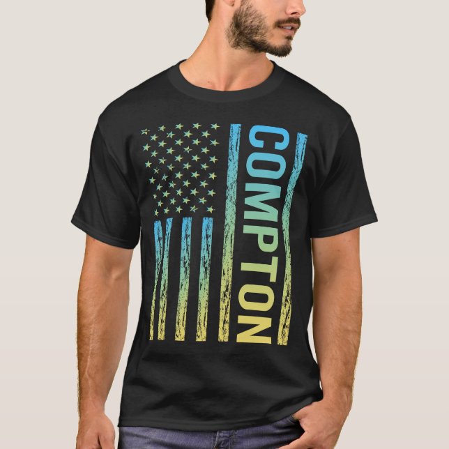 Camiseta Bandera amarilla azul - Compton (Anverso)