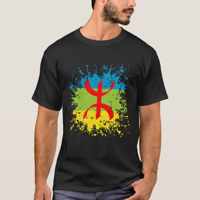 Camiseta Bandera amazigh, Bandera de amazigh, kabyle amazig (Anverso)