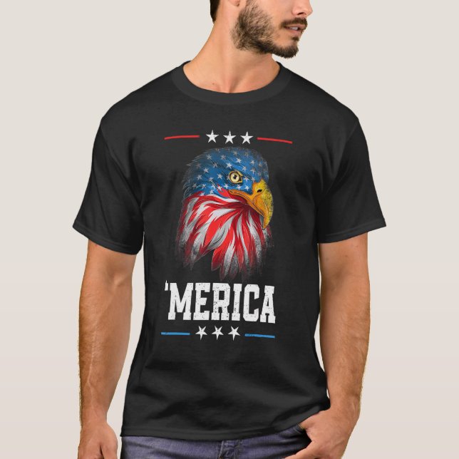 Camiseta Bandera Americana 4 De Julio 'Estados Unidos Bald  (Anverso)