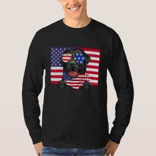 Camiseta Bandera Americana 4 De Julio Labrador Negro Papá M