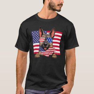 Camiseta Bandera Americana 4 de Julio Pastor Alemán Papá Ma