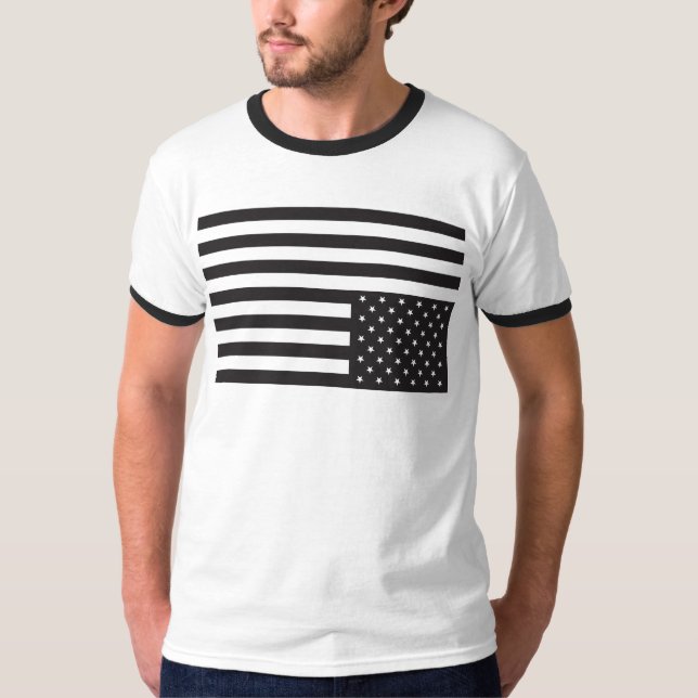 Camiseta Bandera americana al revés en negro (Anverso)
