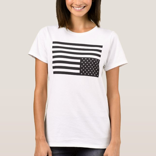 Camiseta Bandera americana al revés en negro (Anverso)