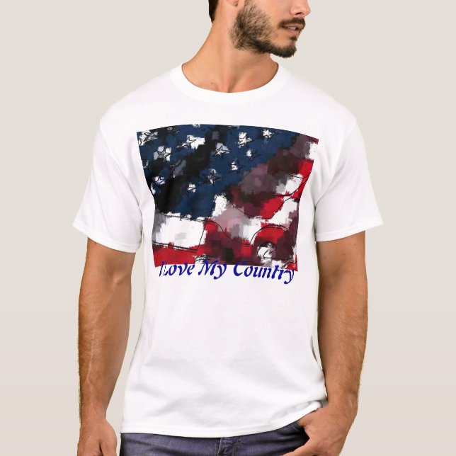 Camiseta Bandera americana, amo mi país (Anverso)