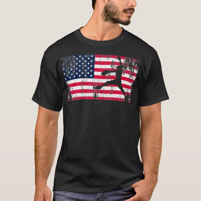 Camiseta Bandera Americana Amor Softball Ángel FastPitch (Anverso)