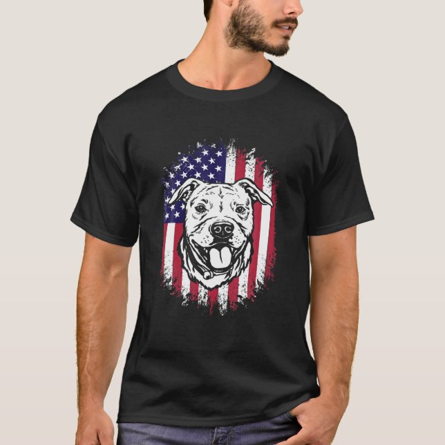 Camiseta Bandera Americana Amstaff American Staffordshire T (Anverso)