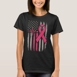 Camiseta Bandera Americana Angustiada Cinta Rosa Cáncer de 
