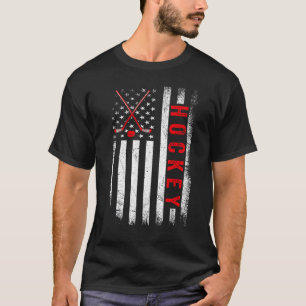 Camiseta Bandera Americana Angustiada Hockey Patriótico Hie