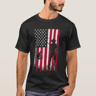 Camiseta Bandera Americana Angustiada Pesca Pescador Patrió