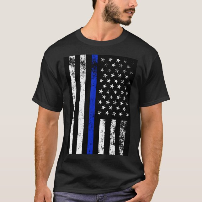 Camiseta Bandera americana apenada del estilo de la policía (Anverso)