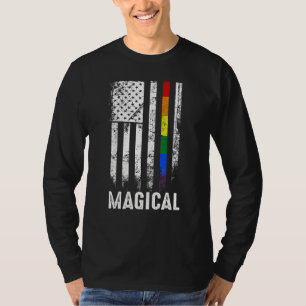 Camiseta Bandera Americana Arcoiris Magia Gay Lgbtq Lgbt Or