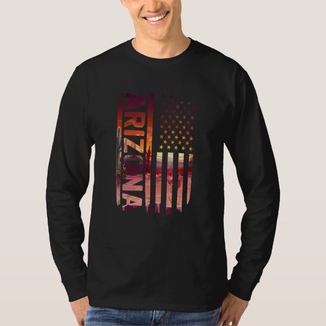 Camiseta Bandera Americana Arizona Cactus 4 De Julio Tee Me (Anverso)