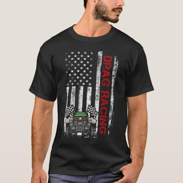 Camiseta Bandera Americana Arrastra Carreras Tira de luz de (Anverso)