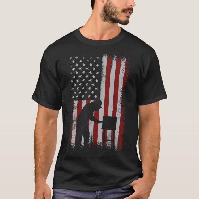 Camiseta Bandera Americana Arrendadora de Abejas Hombres Re (Anverso)