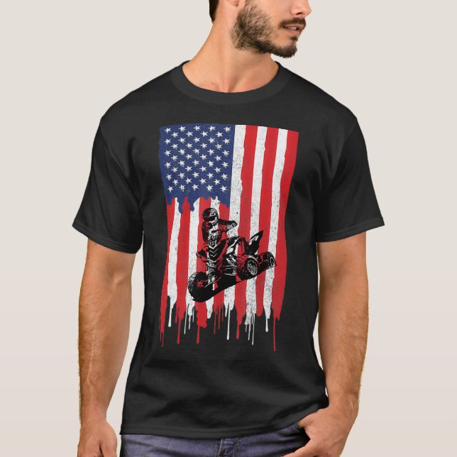 Camiseta Bandera Americana ATV Cuatro Ruedas Brap para Bici (Anverso)