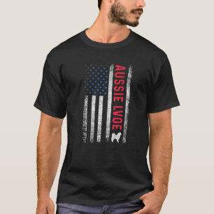 Camiseta Bandera Americana Aussie Amor Pastor Australiano