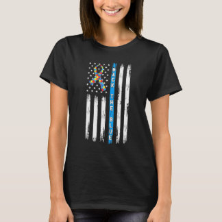Camiseta Bandera Americana Azul de Rompecabezas de la Cinta