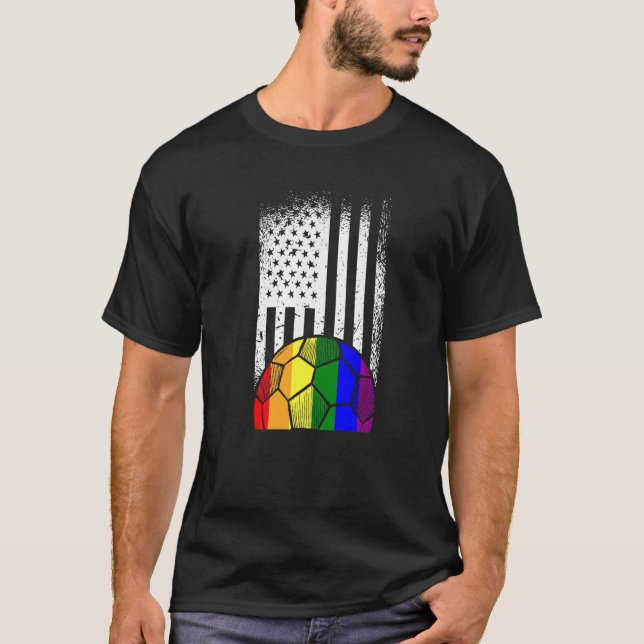 Camiseta Bandera Americana Balón Lgbt Q Gay Bat Rainbow P (Anverso)
