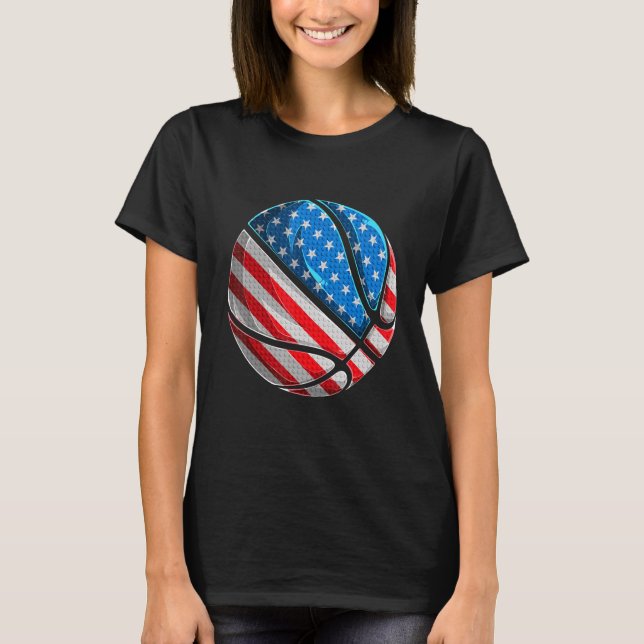 Camiseta Bandera Americana Baloncesto 4 De Julio Niños Niño (Anverso)