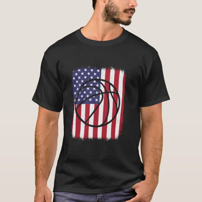 Camiseta Bandera Americana Baloncesto Hombres Mujeres Niños (Anverso)