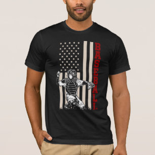 Camiseta Bandera Americana Baseball Catcher Deportista Esta