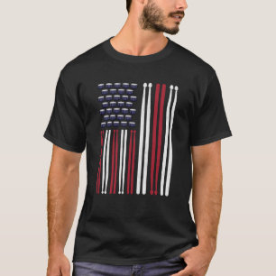Camiseta Bandera Americana Batería Baquetas Tambores Vintag