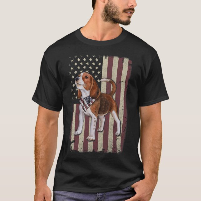 Camiseta Bandera Americana Beagle Bandera Patriótica 4 De J (Anverso)