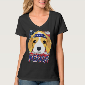 Camiseta Bandera Americana Beagle Dog Merica Bandana 4 De J