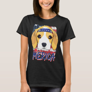 Camiseta Bandera Americana Beagle Dog Merica Bandana 4 De J