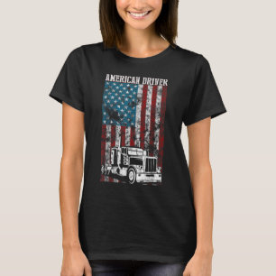 Camiseta Bandera americana Big Rig Semi-Trailer Truck Drive