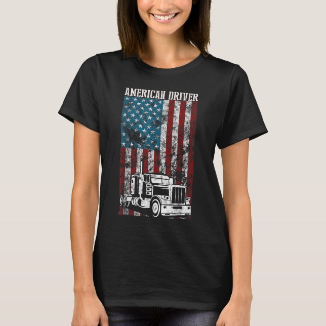 Camiseta Bandera americana Big Rig Semi-Trailer Truck Drive (Anverso)