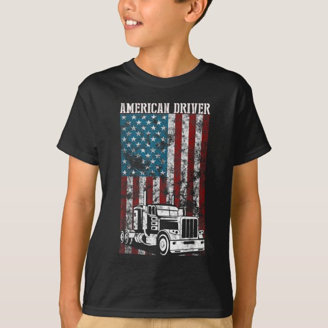 Camiseta Bandera americana Big Rig Semi-Trailer Truck Drive (Anverso)