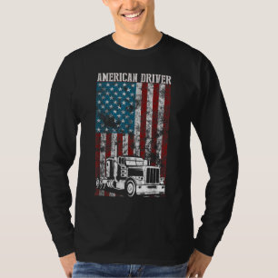 Camiseta Bandera americana Big Rig Semi-Trailer Truck Drive